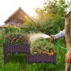 2-Piece Wicker-Style Plastic Raised Garden Beds – Indoor/Outdoor