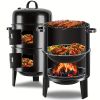 Portable Vertical Charcoal Smoker Grill – 16 in, 3‑Tier