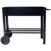 Elevated Mobile Metal Planter Garden Bed with Wheels and Shelf – Black