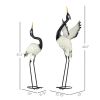 Set of 2 Heron Garden Sculptures – 35.5" & 40.5", White & Black