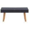 Black PE Rattan Coffee Table with Powder-Coated Steel and Eucalyptus Wood