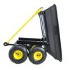 Folding Poly Garden Dump Cart with Steel Frame & 10 in Pneumatic Tires – 300 lb Capacity