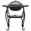 26.8" Black and White Mosaic Ceramic Wood‑Burning Fire Pit Table