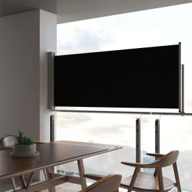 Side Awning – Black Screen with Grey Stand – Polyester & Powder-Coated Iron