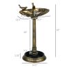 32" Antique Bronze Birdbath with Planter Pedestal & Bird Statues