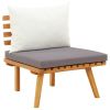 Dark Grey and White Garden Lounge Set with Solid Acacia Wood and Polyester