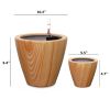 2‑Pack Light Wood‑Look Self‑Watering Planter Pots – 10" Square Plastic