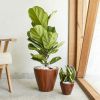 2‑Pack Dark Wood‑Look Self‑Watering Planter Pots – 10" Square Plastic