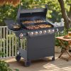 6‑Burner Propane Gas Grill with Side Burner, Cast‑Iron Grates & Side Tables – 72,000 BTU