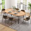 Oval Acacia Wood Patio Dining Table with Umbrella Hole for 8 People – 79"