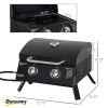Portable 2‑Burner Propane Gas Tabletop Grill with Foldable Legs & Lid Thermometer