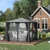 Patio Gazebo with Netting, Curtains & Vented Roof – 10 x 10 Ft