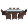 Brown Outdoor Furniture Set with Steel Frame, PE Rattan, and Glass Top – Large