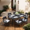 Rectangular Aluminum Patio Dining Table with Umbrella Hole – 40" x 70"