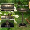 28" Antique Bronze Bird Bath with Planter Pedestal – Dual Basin Feeder