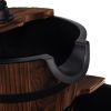 2‑Tier Wooden Barrel Waterfall Fountain – Rustic Fir Wood with Pump