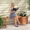Teak Oil Finish Wooden Raised Garden Bed with Bench