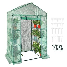 Walk‑In Greenhouse with Shelves & High‑Strength PE Cover – 4.6 x 2.4 x 6.7 ft