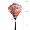 12" Color-Grid Chinese Cloth Lantern – Traditional Hanging Lampshade
