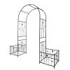 Metal Garden Arch with Dual Plant Stands – 79.5" W x 86.6" H