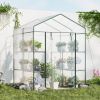 Walk‑In Greenhouse with 4 Tiers & 8 Shelves – PVC Cover, Roll‑Up Door