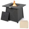 30" Square Propane Gas Fire Pit Table with Lava Rocks and Waterproof Cover (Steel)