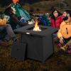 30" Square Propane Gas Fire Pit Table with Lava Rocks and Waterproof Cover (Steel)