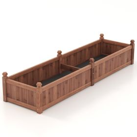 Divisible Wooden Planter Box with Corner Drainage and Liner-91" x 24" x 16"