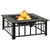 XXL Steel Garden Wood‑Burning Fire Pit with Poker 31.9" x 31.9" x 18.5"