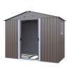 8' x 4' Gray Metal Storage Shed with Window & Metal Foundation