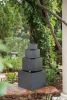 41.7" Gray Cement 4‑Tier Block Fountain – Modern Outdoor Water Feature