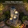 4‑Tier Cascading Water Fountain – Resin with Warm White LEDs, Indoor/Outdoor