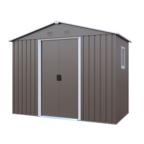 8' x 4' Gray Metal Storage Shed with Window & Metal Foundation