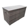 Brown Wicker Deck Box with Steel Frame