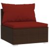 5‑Piece Brown Poly‑Rattan Patio Lounge Set – Modular Sofa with Cinnamon Cushions