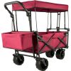 Extra Large Collapsible Garden Cart with Removable Canopy – Folding Wagon