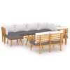 Dark Grey and White Garden Lounge Set with Solid Acacia Wood and Polyester