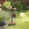 32" Antique Bronze Birdbath with Planter Pedestal & Bird Statues
