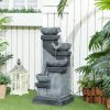 33.5" 4‑Tier Cascading Bowls Fountain – Resin Outdoor Waterfall with LEDs