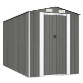 Garden Shed – Light Gray Galvanized Steel 75.6" x 140.6" x 87.8"