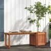 Teak Oil Finish Wooden Raised Garden Bed with Bench