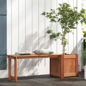 Teak Oil Finish Wooden Raised Garden Bed with Bench