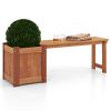 Teak Oil Finish Wooden Raised Garden Bed with Bench