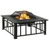 XXL Steel Garden Wood‑Burning Fire Pit with Poker 31.9" x 31.9" x 18.5"