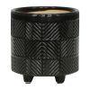 Set of 2 Shiny Black Textured Planters – 6" and 8"