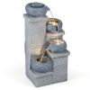 4‑Tier Cascading Water Fountain – Resin with Warm White LEDs, Indoor/Outdoor