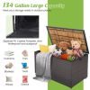 134‑Gallon Rattan Storage Box with Acacia Wood Top & Zippered Liner