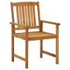 Set of 2 Garden Chairs with Anthracite Cushions and Natural Wood Frames