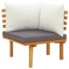 Dark Grey and White Garden Lounge Set with Solid Acacia Wood and Polyester