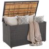 134‑Gallon Rattan Storage Box with Acacia Wood Top & Zippered Liner